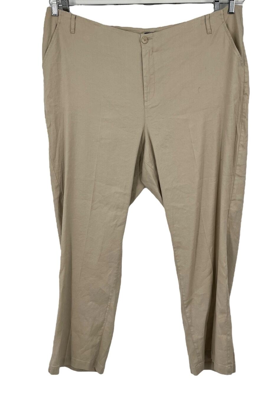 NYDJ pants beige linen Marilyn stretch linen trousers size 20W NEW